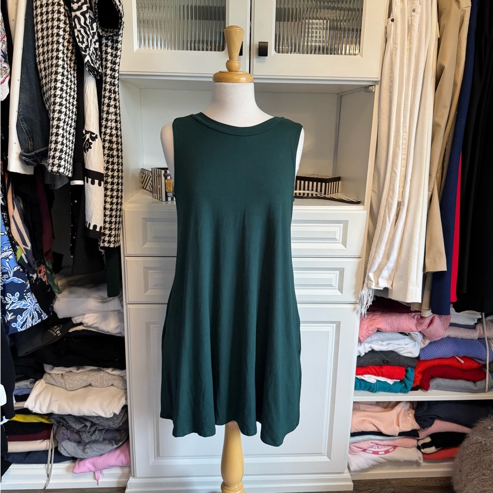 Sleeveless Dark Green Dress with matching shrug